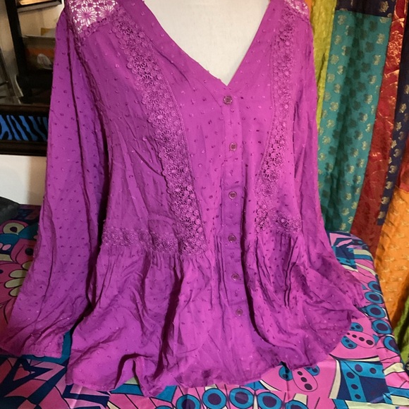 NWT Lane Bryant purple Swiss dot top size 18 - Picture 2 of 4